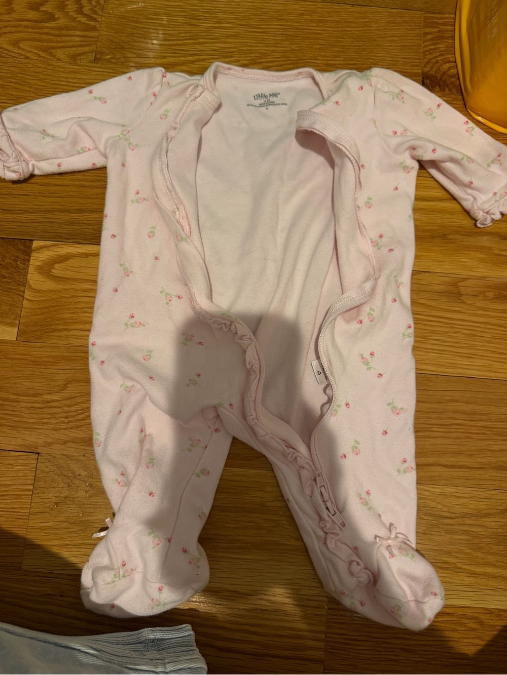 Little Me Light Pink Floral Footed One-Piece